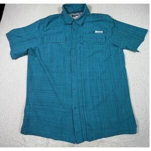 Habit Mens Blue XL Short Sleeve Button Front Vented Fishing Shirt Outdoor UPF